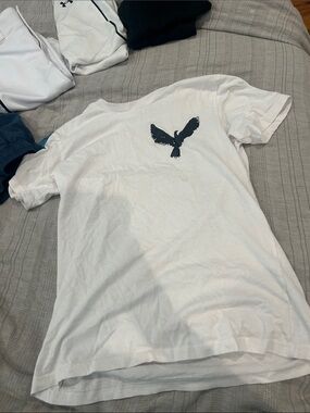 White Men’s T-Shirt with Black Eagle Graphic
